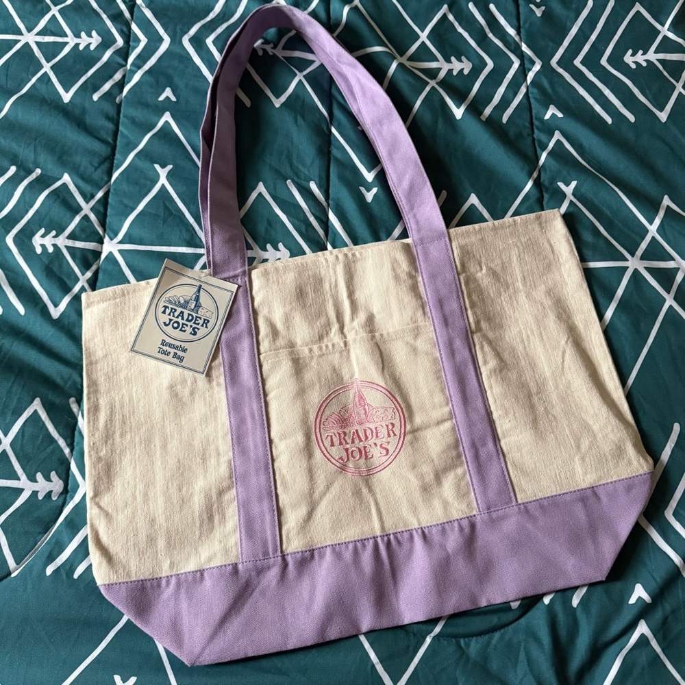 Trader Joe’s Lavender-Trim Canvas Tote Bag